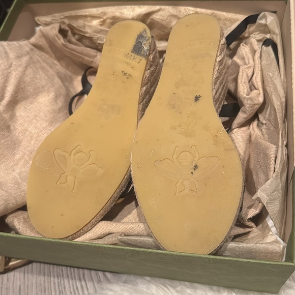 🍒🍒. Gucci Black Wedges with Gold Logo. 🍒🍒 - Picture 6 of 6